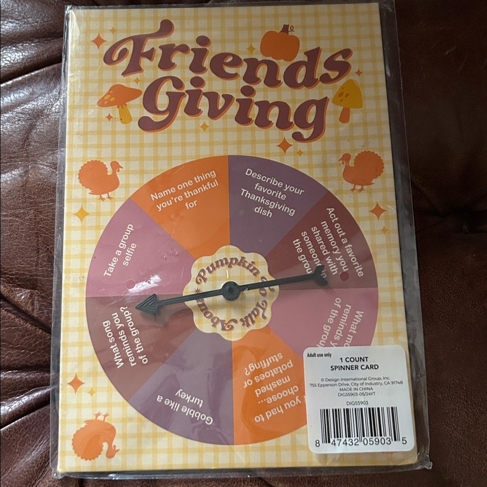 Friendsgiving spinner card game! Great for Thanksgiving IRL or play on posh!NWT